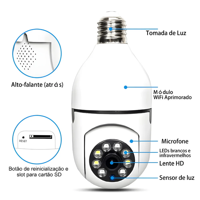 WatchLight Max- Câmera de segurança full HD + Lâmpada led